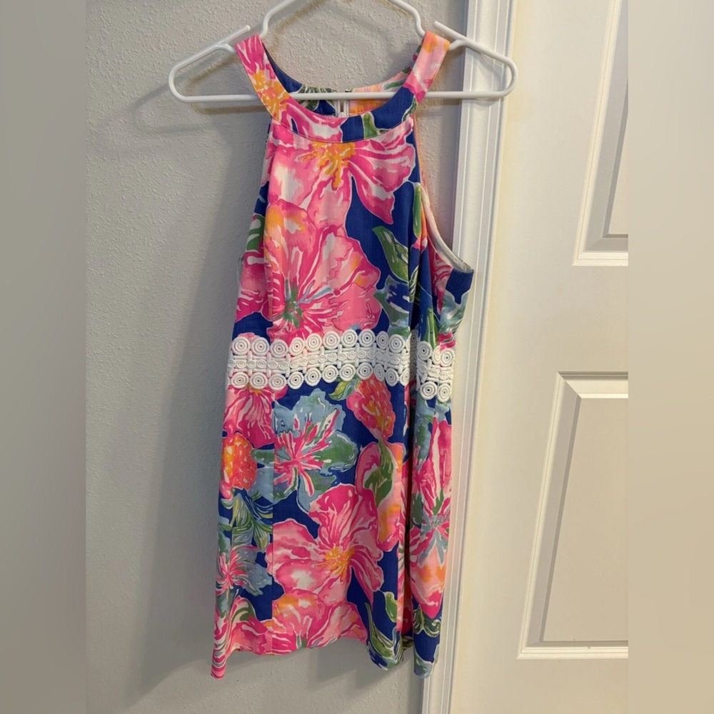 Lilly Pulitzer Pink and Orange Sleeveless Halter Sundress